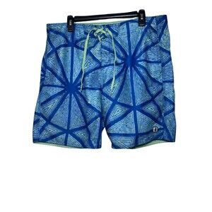 Johnnie-O Swim Board Shorts Men's Large Blue Riptide Trunks Outdoor
